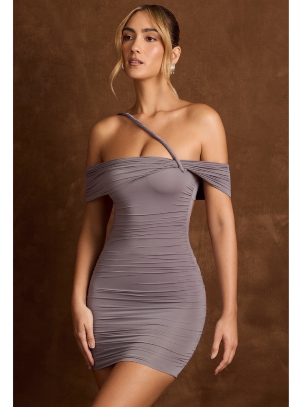 NWT- Oh Polly! One Shoulder Ruched Mini Dress